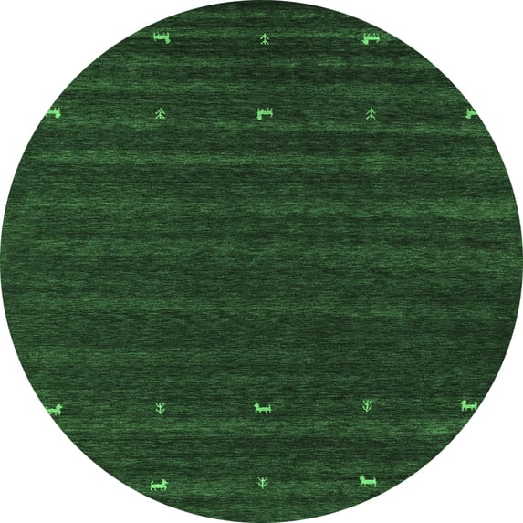Ahgly Company Indoor Round Abstract Emerald Green Contemporary Area Rugs, 4' Round