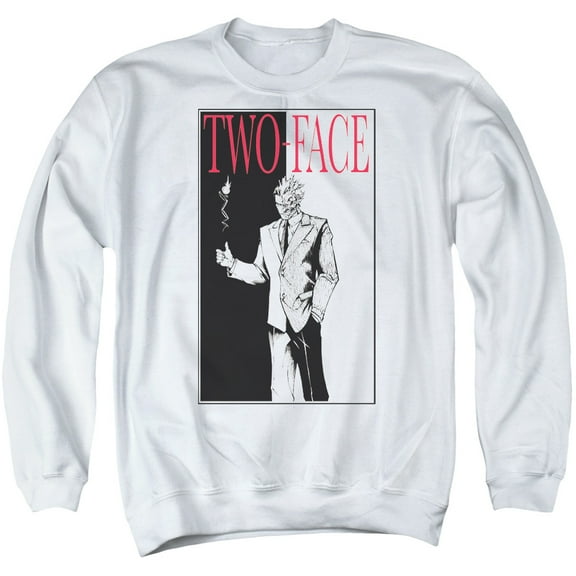 Batman Two Face Adult Crewneck Sweatshirt White