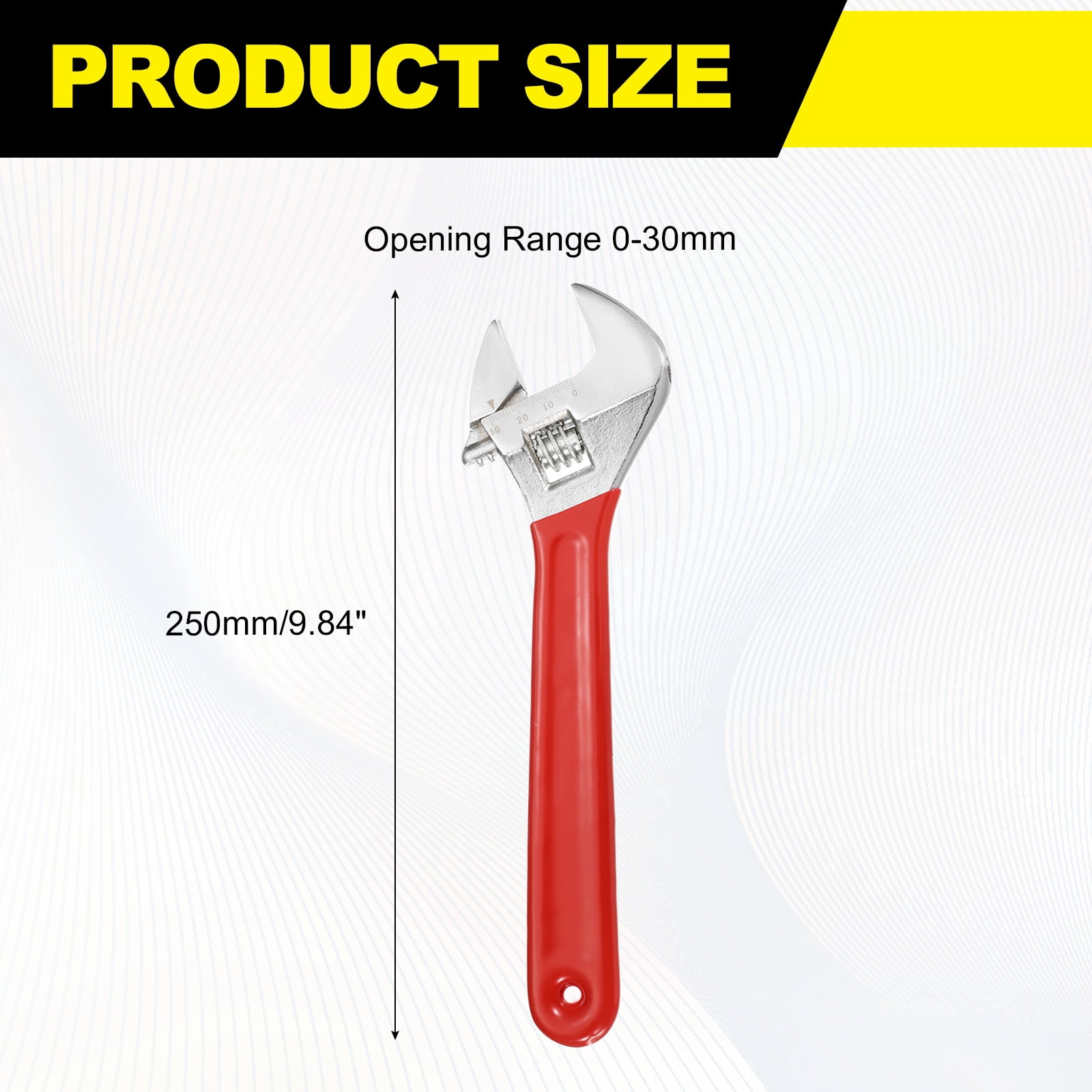 Uxcell Adjustable Wrench 10" High Carbon Steel Industrial Wide Jaw Wrench Adjustable Repairs Spanner Tool with Graduated Scale for Home Garage Workshop Plumbing, Red