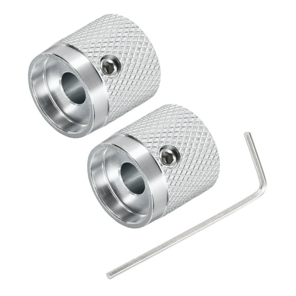 Uxcell Guitar Knobs Metal, Volume Tone Control Dome Knobs Potentiometer Knobs with Wrench for Electric Guitar Bass Silver