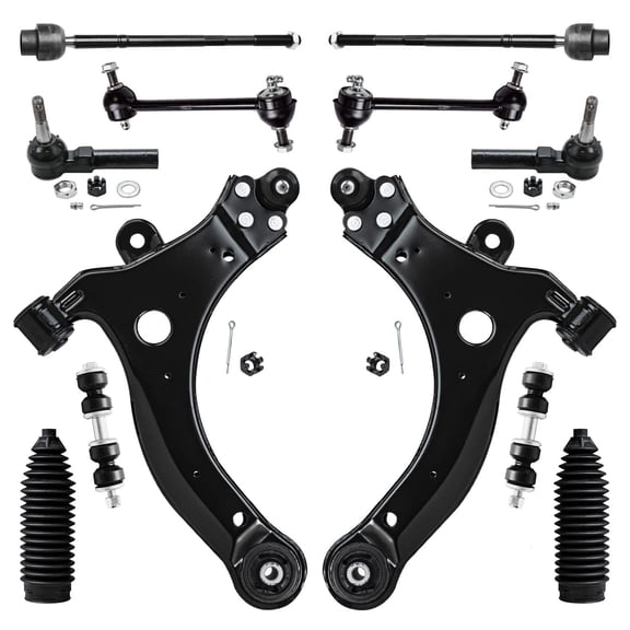 Detroit Axle - Front End 12pc Suspension Kit for Chevy Impala Monte Carlo Buick LaCrosse Regal Century Pontiac Grand Prix, 2 Lower Control Arms 4 Tie Rods 2 Boots 4 Front & Rear Sway Bars