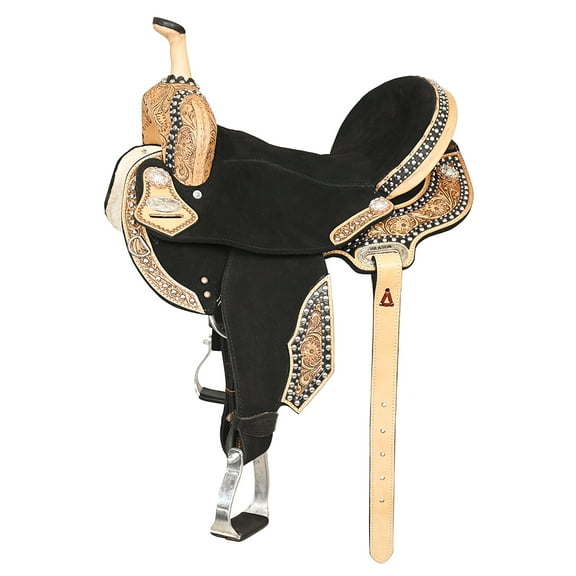 15 In Hilason Flex Tree Western Horse Floral Trail Barrel American Leather Saddle Black