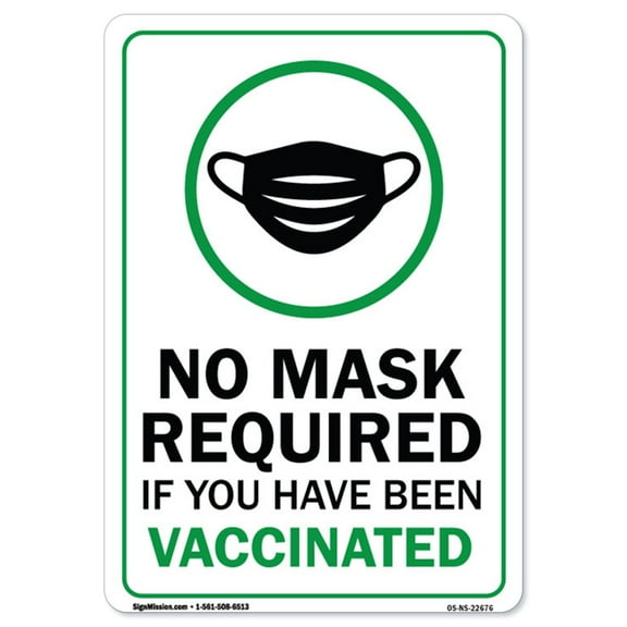 COVID-19 Notice Sign - No Mask Required If You Have Been Vaccinated | Vinyl Decal | Protect Your Business, Municipality, Home & Colleagues | Made in the USA