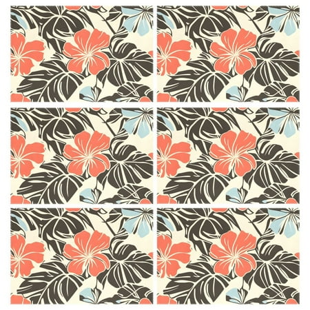 

Ryvnso Placemats Set of 6 Elegant Tropical Floral-t6 Dining Mats Heat-Resistant Non-Slip Washable Table Mat