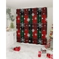 thumbnail image 3 of Polyester Fabric Buffalo Plaid Christmas Shower Curtain, Xmas Snowflake Red Green Waterproof Bathtub Curtain Bathroom Decor Set with Hooks 36 x 72 Inches,, 3 of 6