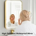 thumbnail image 5 of 24"x 16" Bathroom LED Mirror Medicine Cabinet with Lights, Recessed or Wall Mounted Bathroom Vanity Mirror with 2 Adjustable Storage Shelves, Defogger, Dimmable, Memory Function,Gold, 5 of 8