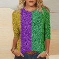 thumbnail image 2 of Penkiiy Blouse Carnaval Manches 3/4 Chemise de Printemps Tee Quotidien Imprimé Masque Blouse Mardi Gras Col Rond 2024 Tee Tunique Habillée L Multicolore, 2 of 5