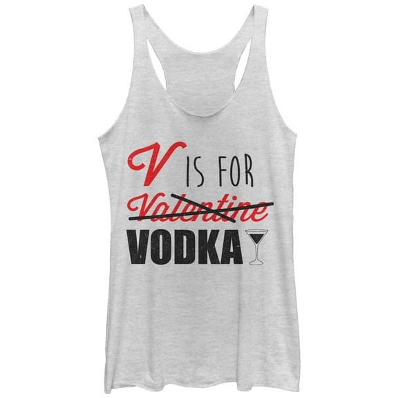Women's Lost Gods Valentine V is For Vodka  Racerback Tank Top White Heather X Large