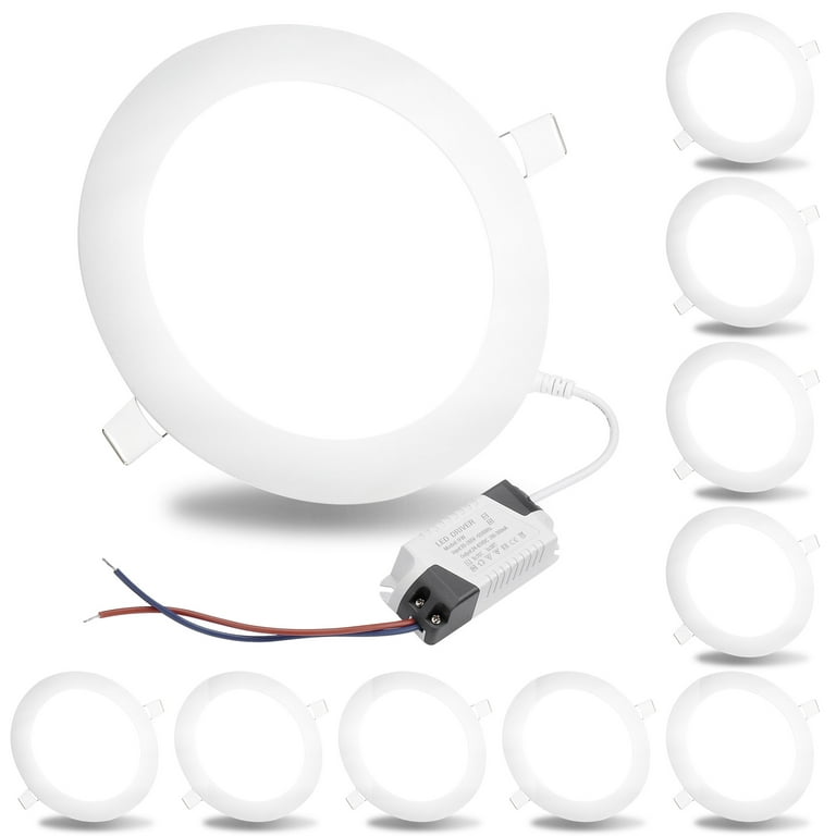DELight 10 Pack 6 Inch Recessed Light Lights 6000-6500K Cool 9W Panels Downlight ROHS Certified 60W Equivalent - Walmart.com