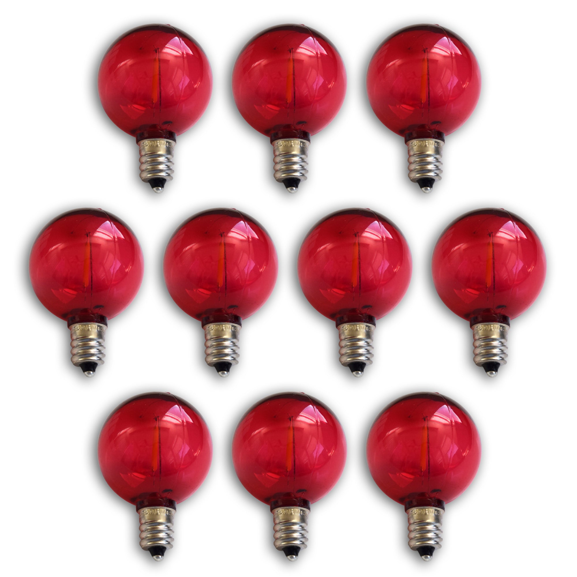 10PACK Red LED Filament G40 Globe Shatterproof Energy Saving Color Light Bulb, Dimmable, 1W