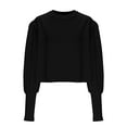 thumbnail image 5 of UVEASISHA Womens Waffle Knit Tops Side Split Button Up Long Sleeve Casual T Shirt Trendy Solid Crew Neck Sweaters Black L, 5 of 7
