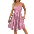 thumbnail image 6 of Women Valentines Day A Line Dress with Adjustable Spaghetti Straps Vintage Inspired Fit and Flare Pink L, 6 of 6