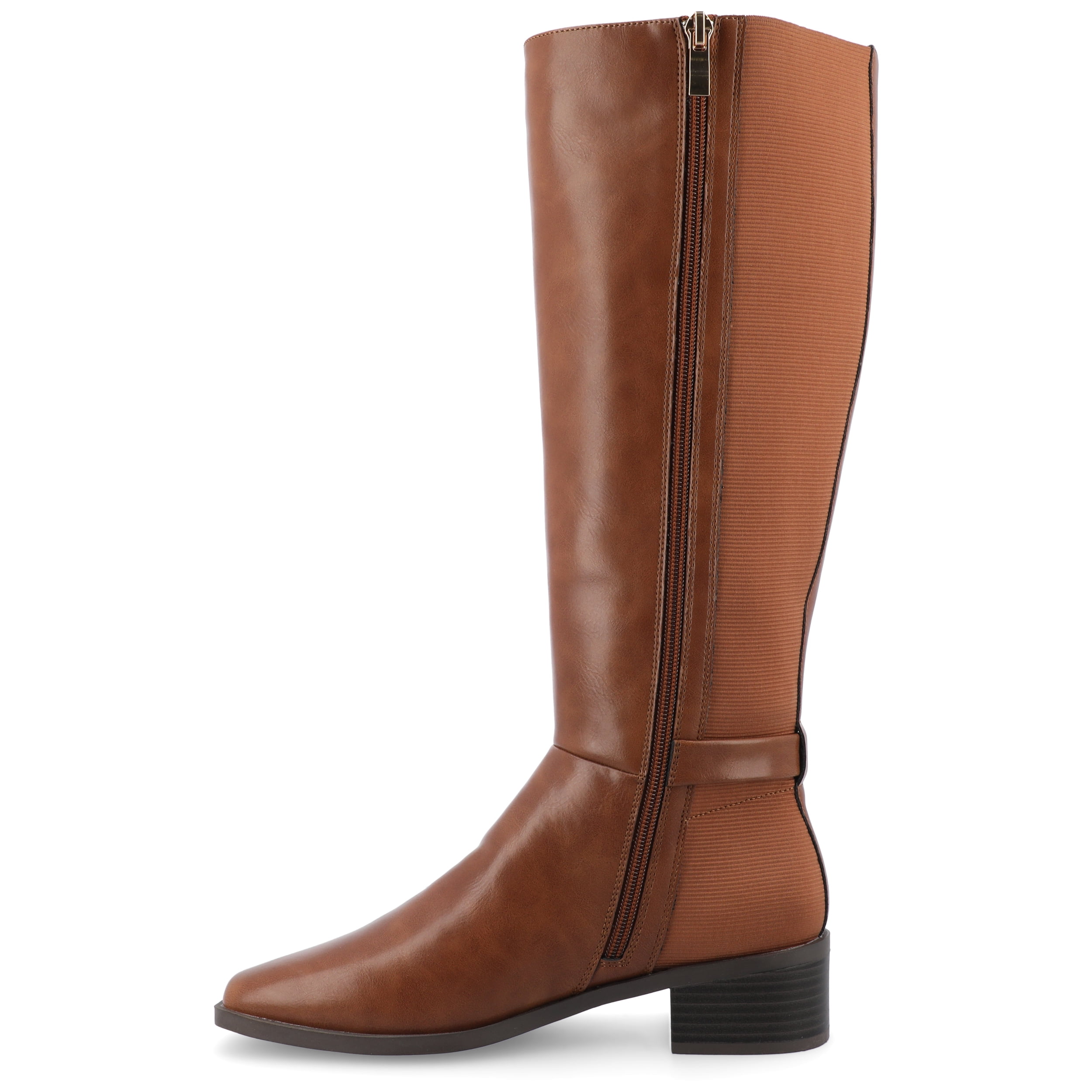 Journee Womens Londyn Tru Comfort Foam Wide Width Wide Calf Stacked Block Heel Square Toe Boots