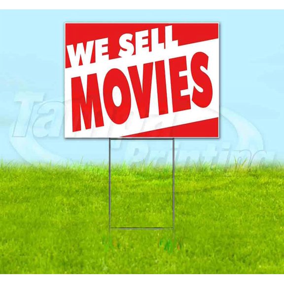We Sell Movies (18" x 24") Yard Sign, Includes Metal Step Stake