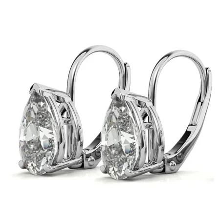 Women's 4TCW Pear Cut Moissanite Pretty Solitaire Earrings in 14k White Gold Plated