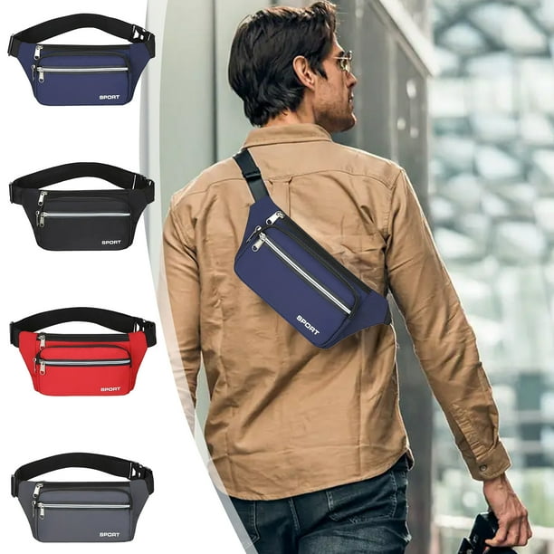 Bolso bandolera de hombre y mujer Mini bolso de hombro de nylon | Ligero, resistente al agua, multicompartimento, correa ajustable, para móvil y esenciales, gris/negro/azul/rojo, 10,2"x5,1"