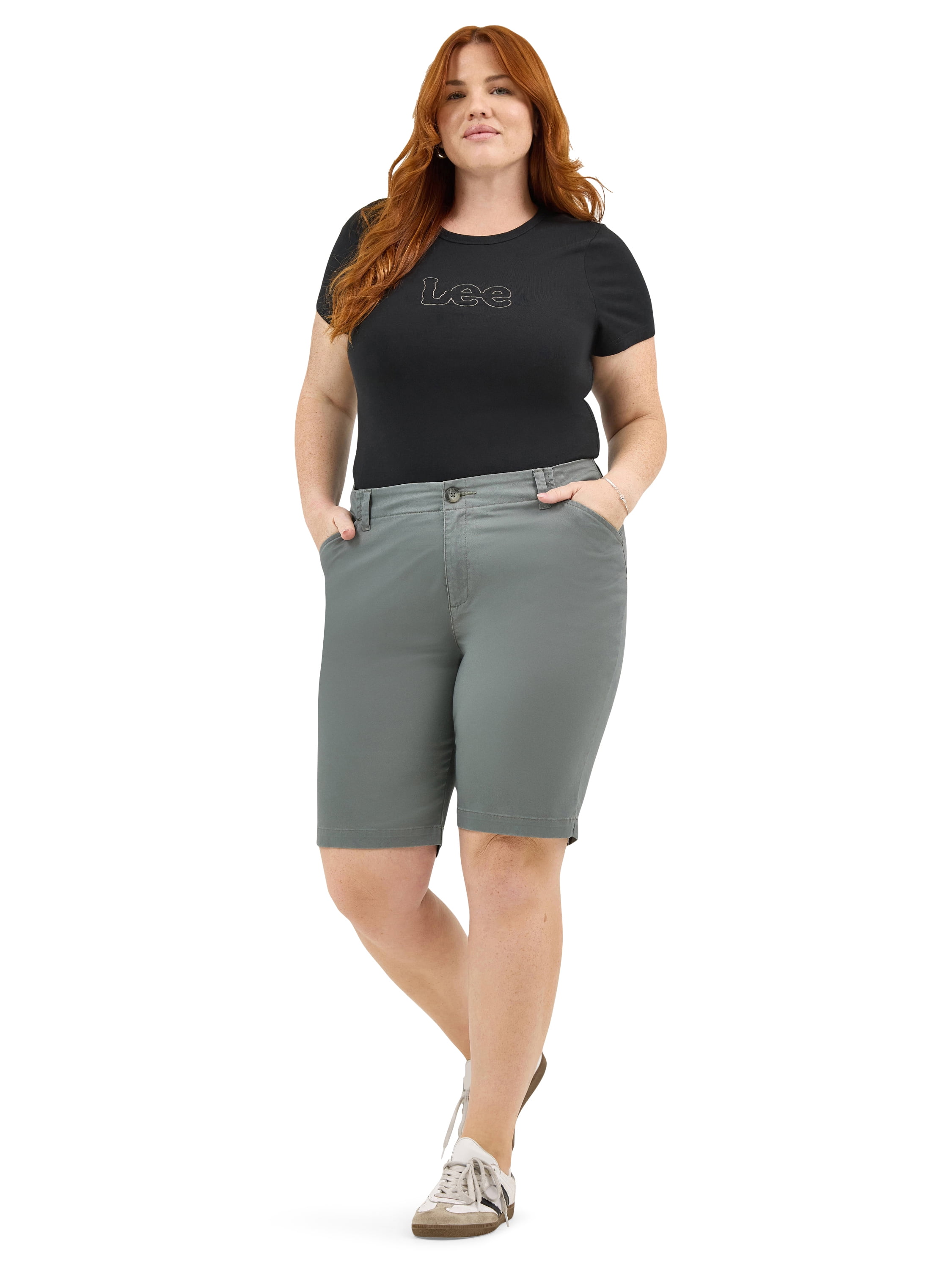 Lee Women's Plus Size 9" Chino Bermuda Shorts