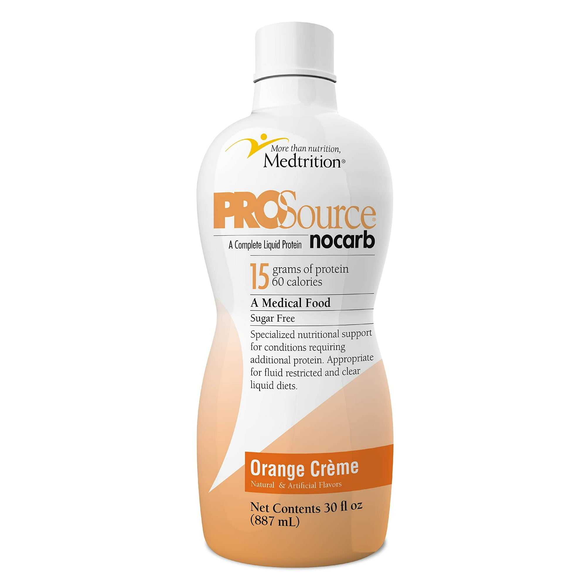 Medtrition Liquid Collagen Peptides Type I, III 15 Grams Protein per Oz. |Prosource NoCarb Orange Crème 4 Bottles pack