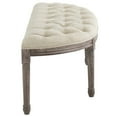 thumbnail image 2 of Industrial Country Cottage Farm Beach House Living Room Lounge Club Lobby Accent Chair Bench, Vintage Style, Fabric Wood, Beige, 2 of 6