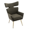 thumbnail image 3 of Fish Tail Accent Chair, Leisure Single Chair with High Back and Armrest, Upholstered Sofa Chair with Gold Metal Legs, Modern Reading Chair Vanity Chair for Living Room, Bedroom, Apartment, Emerald, 3 of 7