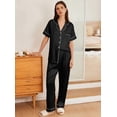 thumbnail image 3 of EKOUAER Silk Pajamas for Women Set Satin Short Sleeve Pajama Set Button Silky Pjs 2 Piece, 3 of 6