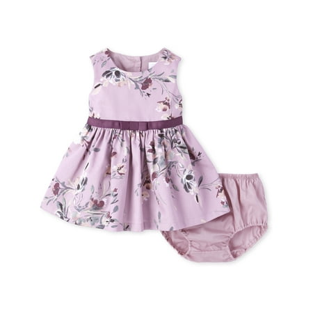 The Children's Place Baby Girl Sleeveless All Around Floral Print Lace Pleat Dress Bloomer 2 Piece Set