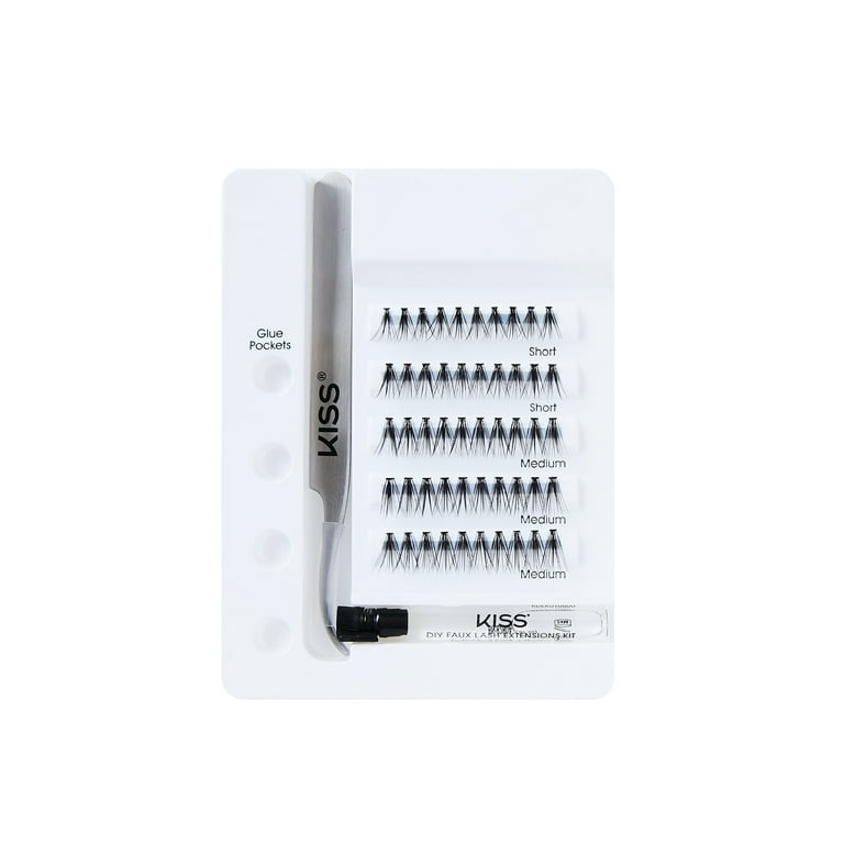 KISS Lash Couture DIY Faux Eyelash Extension Kit, 50 Cluster Eyelashes