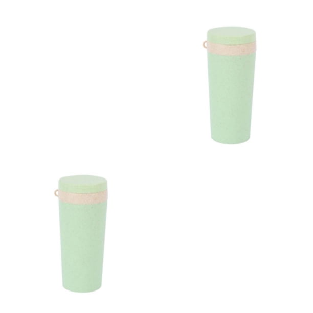Advancent Botella deportiva de fibra de trigo con tapa, vaso de leche de estilo Simple para el hogar y el coche, vaso de refrigeración de gran Verde 2piezas