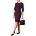 thumbnail image 4 of INSPIRE CHIC Women's Collared Sheath Vintage Half Sleeve Pencil Dress with Belt S Purple, 4 of 5