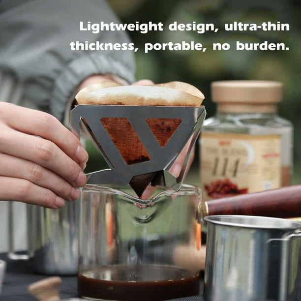 Filtre à café portable pliable en acier inoxydable, entonnoir à