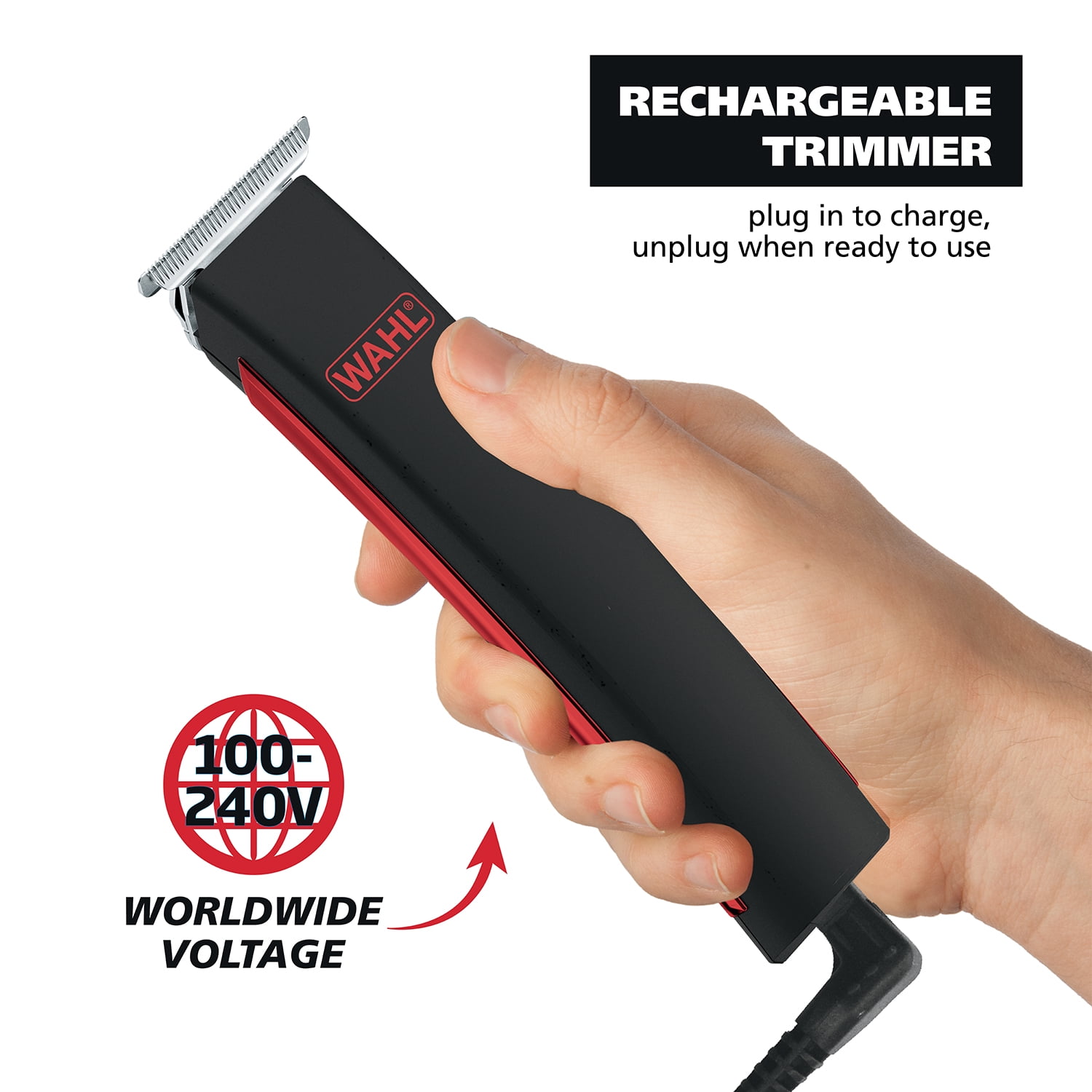 Wahl Edge Pro Lithium-Ion Rechargeable Battery Beard Trimmer with T-Blade, 17Pc for Men, Black, 9895