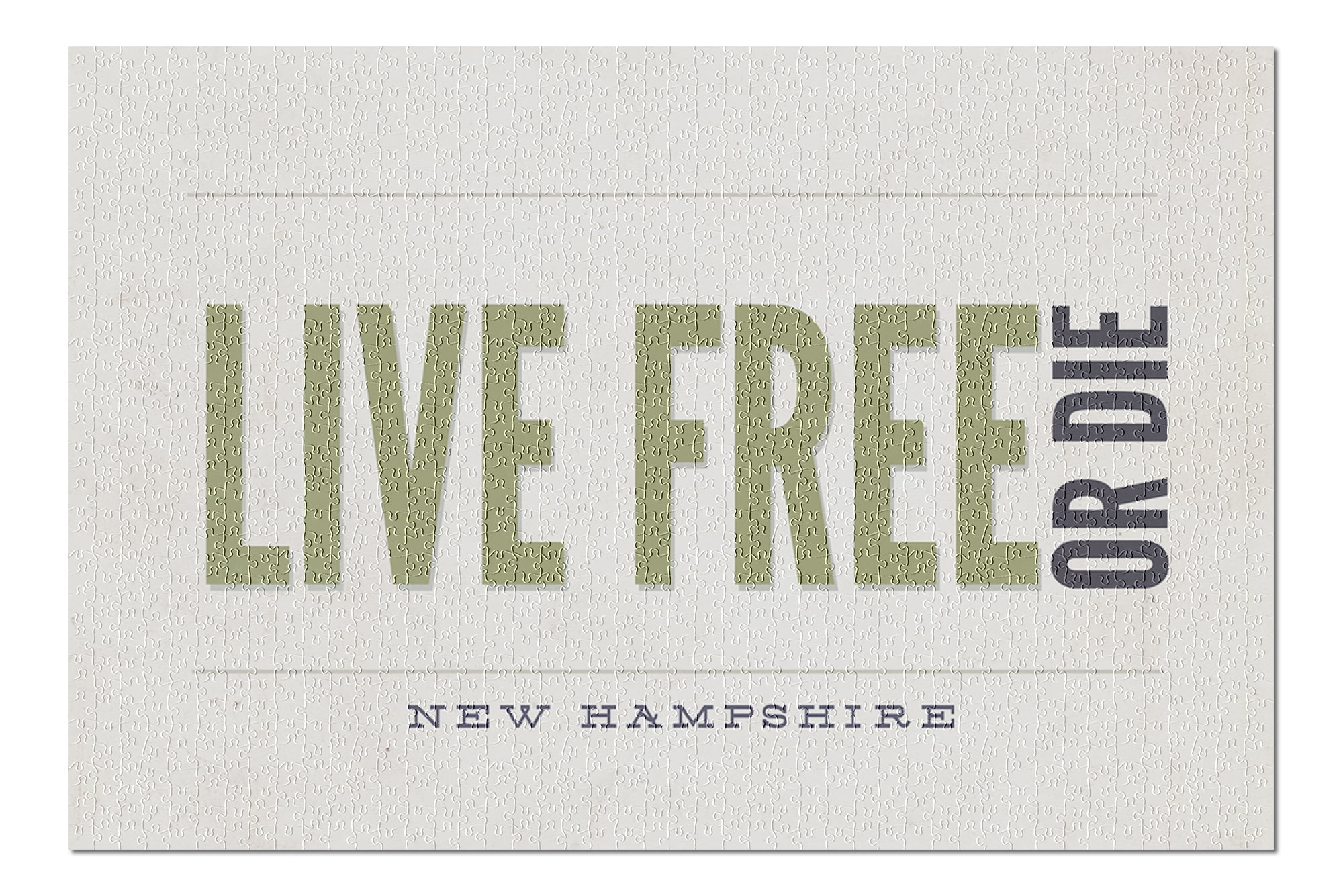New Hampshire - Live Free or Die (Tan) (20x30 Premium 1000 Piece Jigsaw Puzzle, Made in USA ...