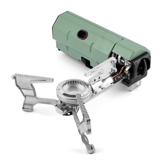 Portable Camping Stove, Sage Green, Aluminum Alloy Furnace with 10.2 Inch Burner Head, Foldable Gas Stove with Carry Bag, Manual for Outdoor Cooking