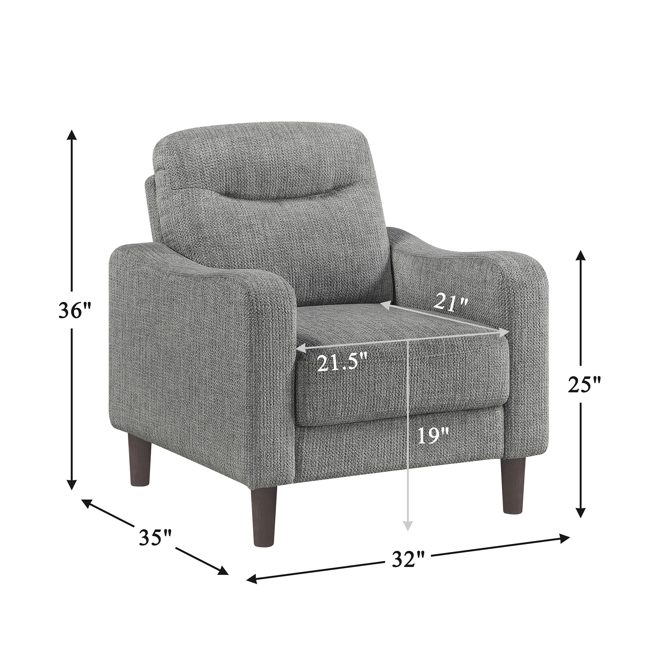 OakvillePark Ravello Chenille Chair with Sloped Track Arms, Gray