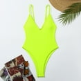 thumbnail image 5 of Lovskoo 2024 Women's Plunging V Neck Bathing Suit Open Back One Piece Swimsuits Yellow-S, 5 of 9