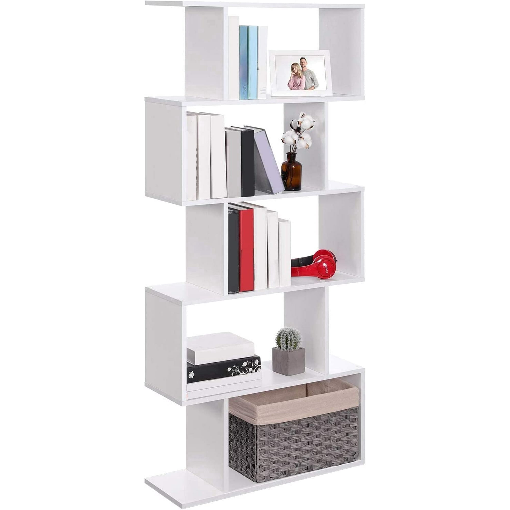 EDX 63" 5-Tier Bookshelf Organizer for Home Office, Stylish Display Storage Shelf Stand, White