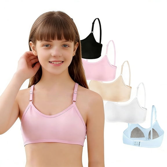 Girls Cotton Training Bras Wireless Lightly Padded for Teens Adjustable Straps Smooth Edge Stretchy Big Girls 10-16 Years