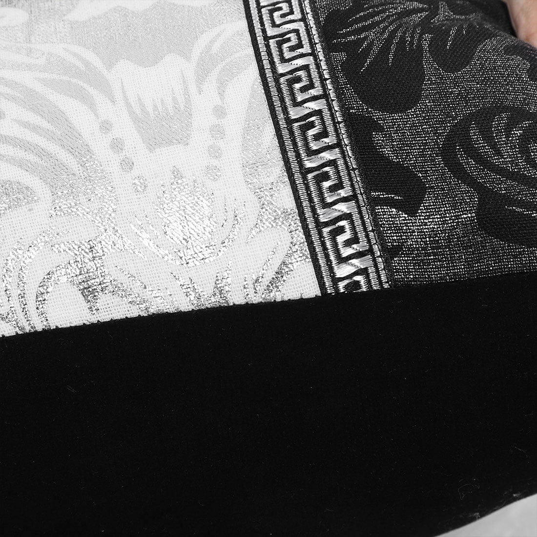 Unique Bargains 2 Pack Striped Decorative Throw Pillow Covers 18" x18" Black & Silver