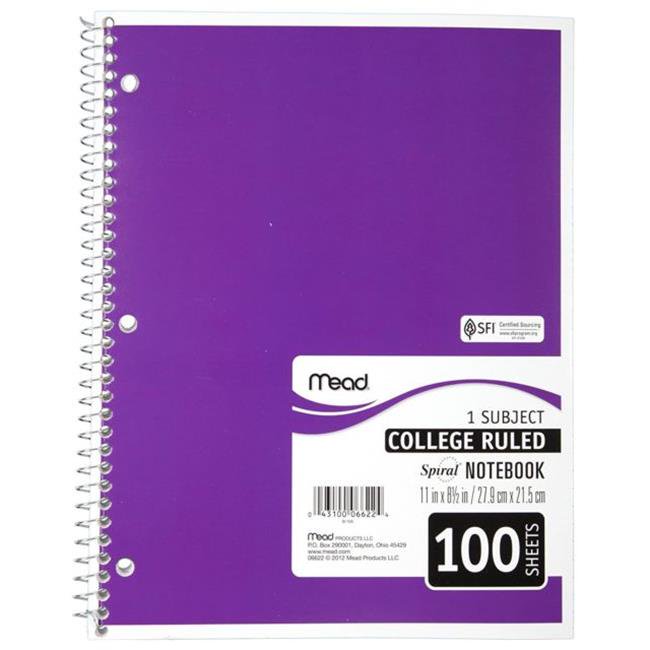 Mead Products 6622 11 x 8 in. Perforated Spiral Bound Notebook College
