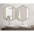 thumbnail image 2 of Kate and Laurel Rhodes Miroir Mural Hexagonal Mi-Siècle Moderne, Brun Noyer, 31x22 Pouces, 2 of 5