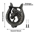 thumbnail image 3 of Cast Iron Horse Head Door Knocker - Vintage Antique Hammer Finish with Horseshoe, Rust Color Collectible for American Country Style Home Decor & Wall Accessories, 3 of 6