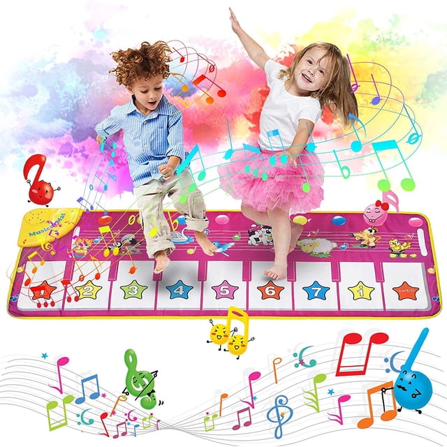 Tapete de piano de juguete, tapete de baile, teclado de piano, tapete de piano, tapetes de música, alfombra musical táctil para bebés, regalo para niños y niñas, 100*36 cm Adepaton LN-2302