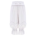 thumbnail image 7 of Aislor Girls Victorian Loose Pantaloons Medieval Solid Color Trousers Ruffled Lace Bloomers Beige 12, 7 of 7