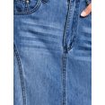thumbnail image 5 of INSPIRE CHIC Women's Jean Maxi Skirt Casual High Waisted Distressed Wash A Line Swing Long Denim Skirts M Sky Blue, 5 of 6