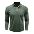 thumbnail image 2 of Zimjoy Green Polo Shirts for Men Business Long Sleeve Textured Shirts Men Loose Fit Button Strechy Golf Shirt Men Turn Down Collar Fall Sweaters, Green M, 2 of 7
