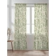 thumbnail image 2 of Vintage Wallpaper Sheer Curtains 2 Panels Set Green Leaf Flower Plants Texture Lihgt Filtering Rod Pocket Voile Drape, Semi Sheer Window Curtains for Bedroom Living Room, 52"x84", 2 of 5