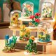 thumbnail image 4 of Bonsái de flores eternas, caja de música con forma de clavel y rosa, bloques de construcción, tulipán, microladrillos, decoración de bonsái, juguetes para niñas, regalo para niños, 4 of 5