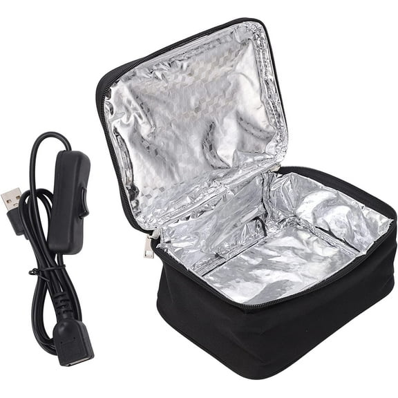 ABPETE Portable Lunch Boxes Warmer, 20 x 15.5 x 8cm Slowly Heating Portable Oven with 2 Heating Methods Small USB Powered Car Food Warmer Electric Lunch Box
