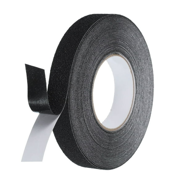 Cinta de agarre de goma, 1" x 49.2 pies, cinta antideslizante de PEVA con textura Graveld para escalones exteriores/interiores (Negro)