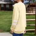 thumbnail image 5 of Dweltoz Girls Long Sleeve Shirts Striped Color Block Crewneck Tees Casual Loose Fit Tunic Tops Soft Pullover Sweatshirts Kids Big Girls Fall Back to School Clothes Size 2-13 Years,Beige, 5 of 6